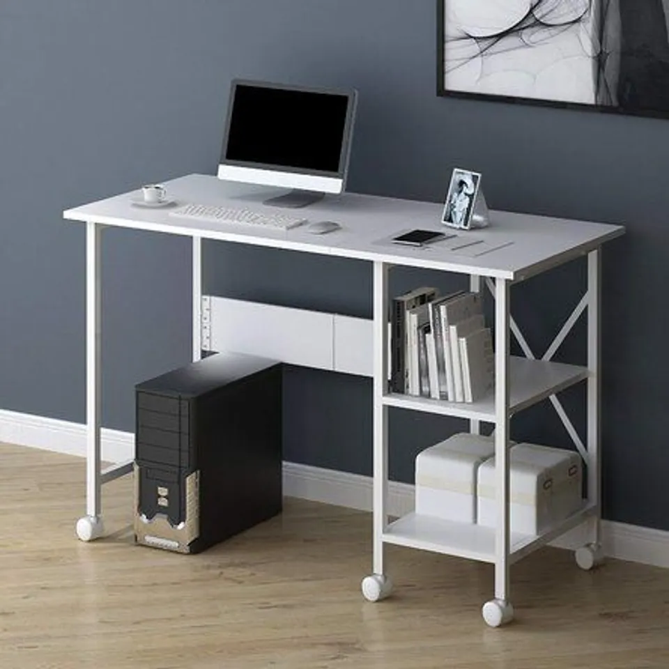 BOXED 100CM WHITE WOOD COMPUTER DESK