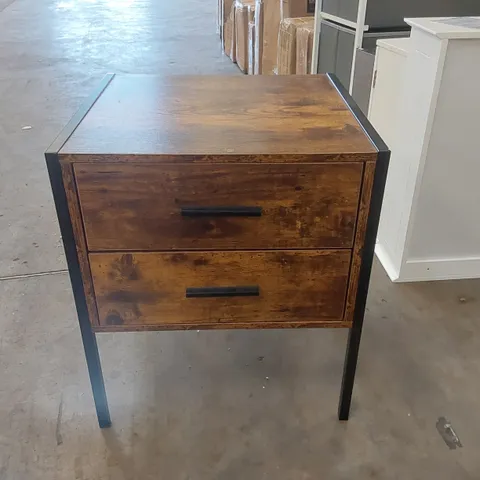 DESIGNER 2-DRAWER WOODEN BEDSIDE TABLE