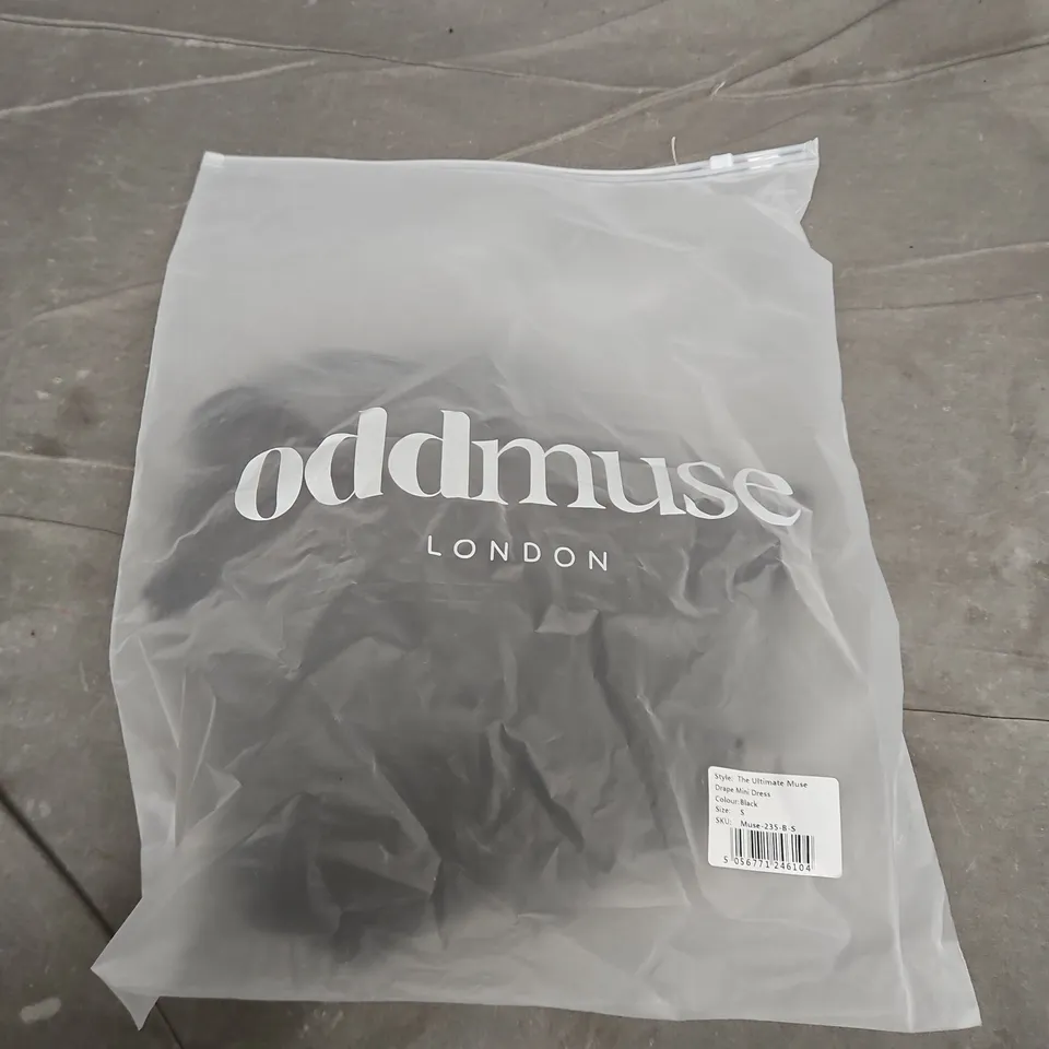 ODDMUSE LONDON THE ULTIMATE MUSE DRAPE MINI DRESS – BLACK – SIZE S 