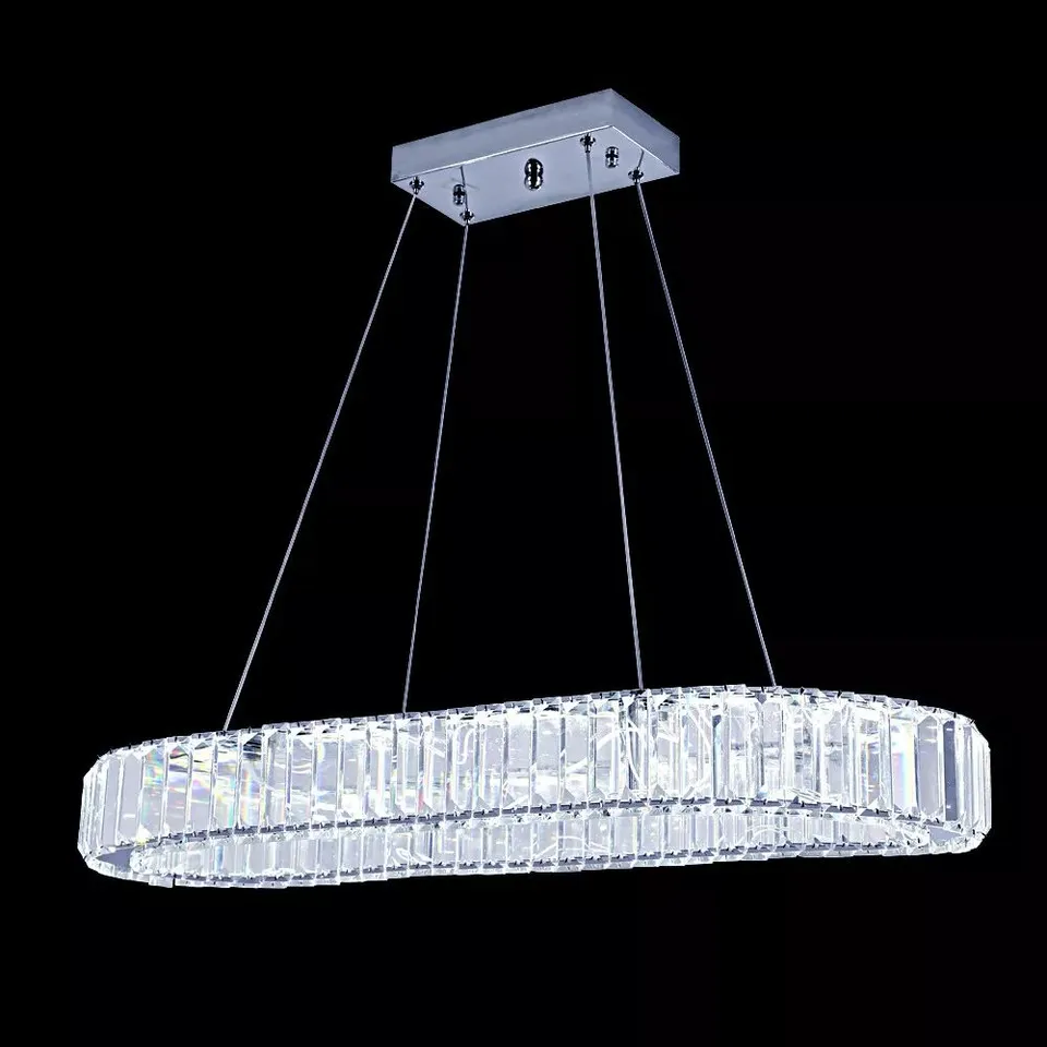BOXED HOUSE ADDITIONS CRYSTAL LED OVAL SHAPE CHANDELIER 8CM H X 70CM W