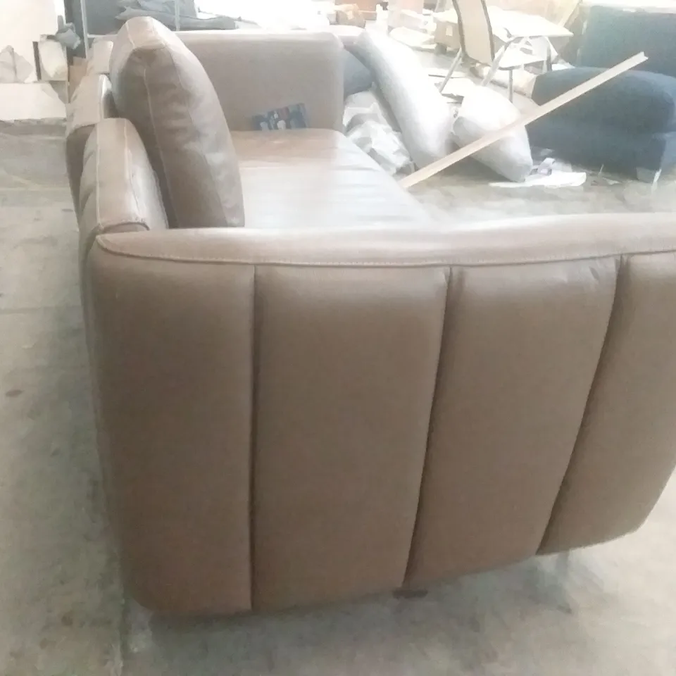 QUALITY DESIGNER CRICKET 4 SEATER SOFA - BROWN LEATHER 
