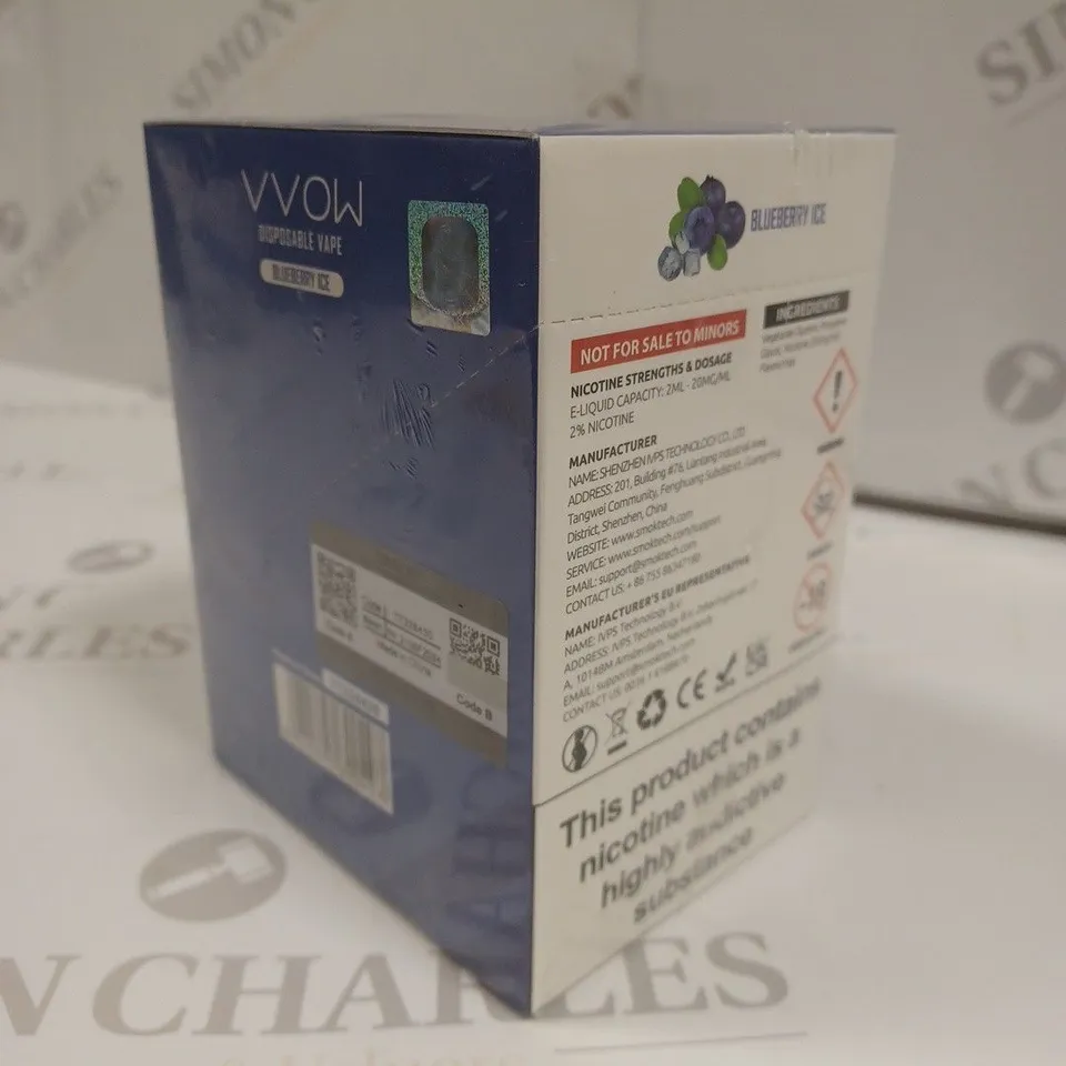 SEALED SMOK VVOW 10-PACK OF DISPOSABLE VAPES - BLUEBERRY ICE