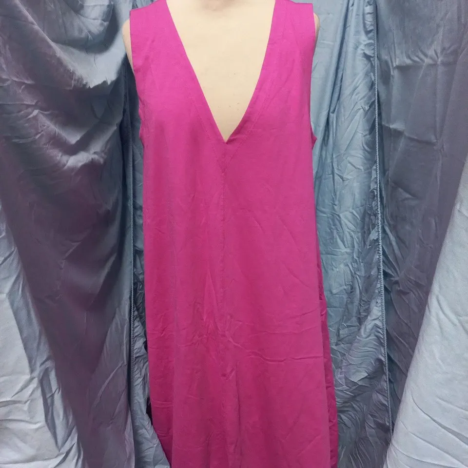BODEN WOMEN'S PINK V-NECK JERSEY MIDI DRESS – UK 16 L (US 12 L) [MOROCCO LABEL)