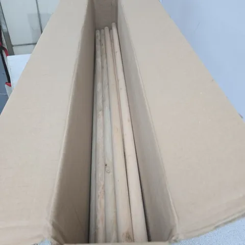 PACK OF APPROXIMATELY 15 WOODEN BROOM HANDLES, 4FT LONG, 1IN DIAMETER