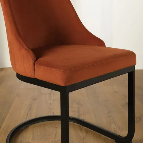 BOSED RIVA DINING CHAIRS BURNT ORANGE CLASSIC VELVET & CHROME