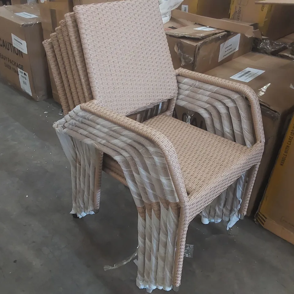 BOXED SET OF 6x ANTIGUA RATTAN GARDEN DINING CHAIRS