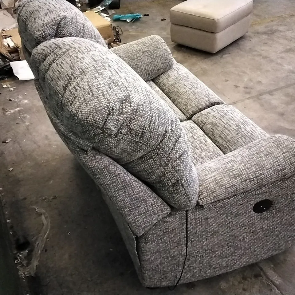 QUALITY BRITISH DESIGNED & MANUFACTURED G PLAN GREY PATTERNED FABRIC ELECTRIC RECLINING 2 SEATER SOFA