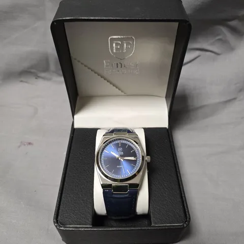 MENS ERNEST FERDINAND WATCH – DAY DATE CALENDAR DIAL – LEATHER STRAP