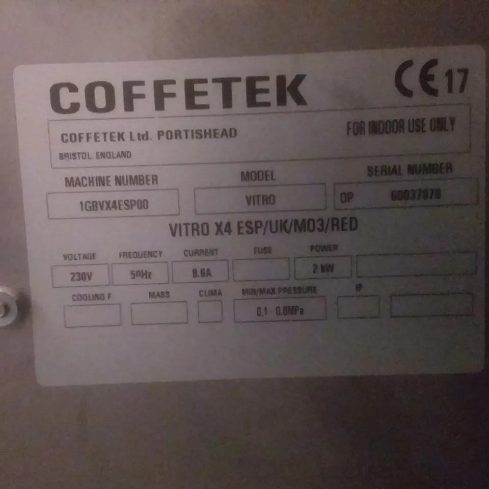 COFFETEK VITRO COFFEE MACHINE 