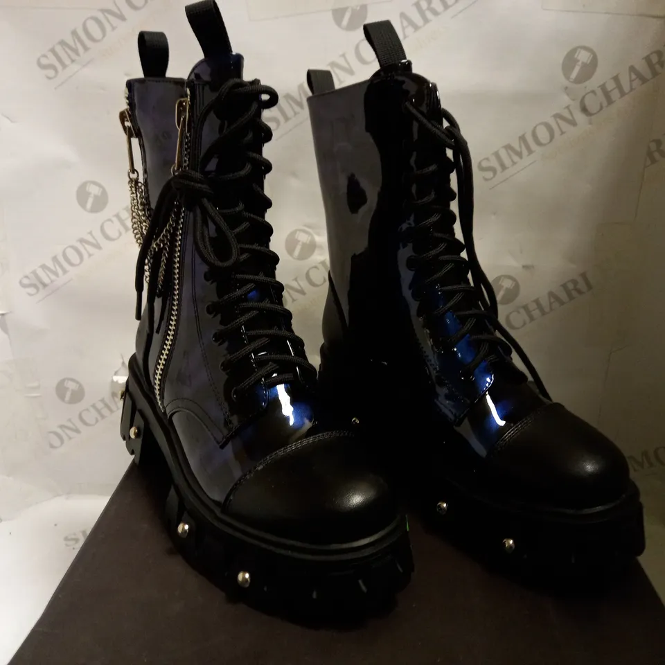 KOI VEGAN THE WITCHER SMOKE BOOTS IN BLACK - SIZE 3