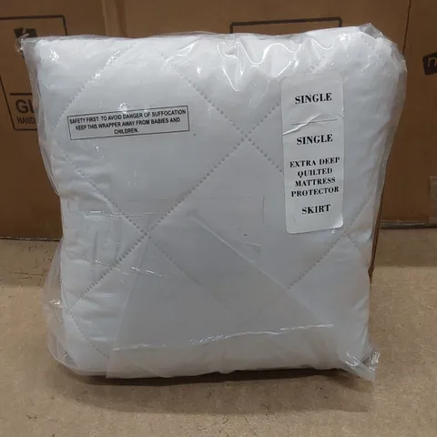 BAGGED DILANA DEEP FITTED MATTRESS PROTECTOR SKIRT - SIZE: SINGLE