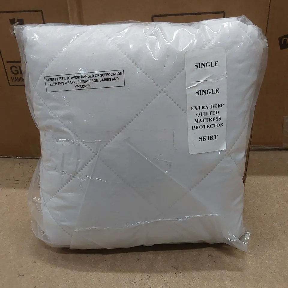 BAGGED DILANA DEEP FITTED MATTRESS PROTECTOR SKIRT - SIZE: SINGLE 