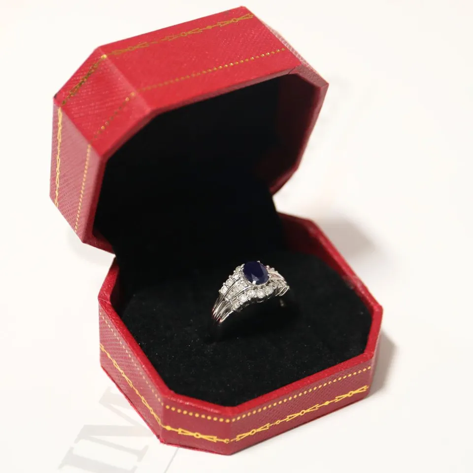 9CT GOLD SAPPHIRE AND DIAMOND DRESS RING