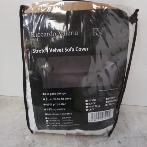 BAGGED BOX CUSHION SOFA SLIPCOVER FOR A 3-SEATER SOFA, CREAM