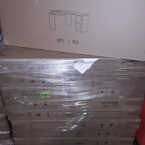 PALLET CONTAINING 18 BOXED L-SHAPED DESKS