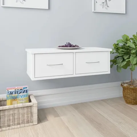 BOXED QUAMARION 17 STORIES WALL-MOUNTED DRAWER SHELF HIGH GLOSS WHITE (1 BOX)