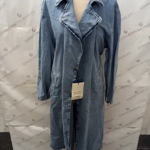 PULL & BEAR LONGLINE DENIM COAT - UK L