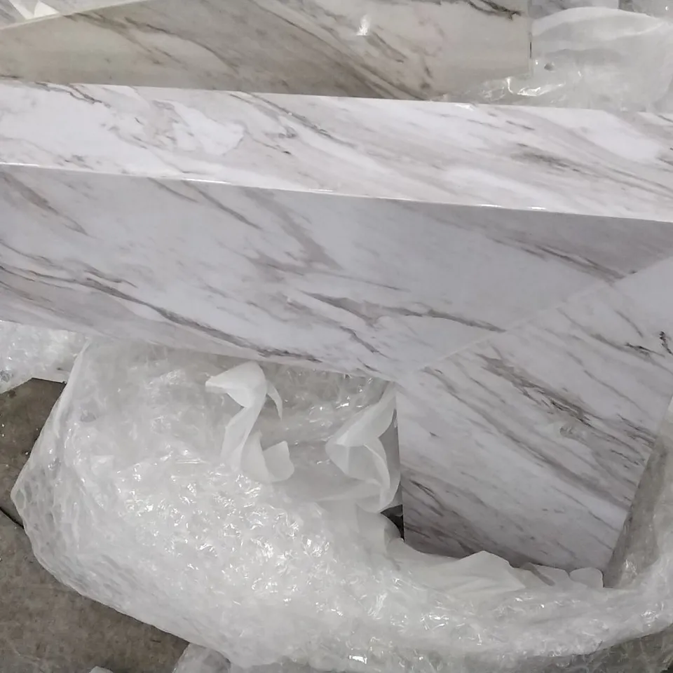 DESIGNER WHITE MARBLE EFFECT TABLE LEG BASE SECTION 