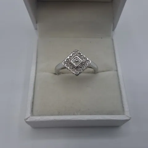 9CT WHITE GOLD DRESS RING SET WITH NATURAL DIAMONDS