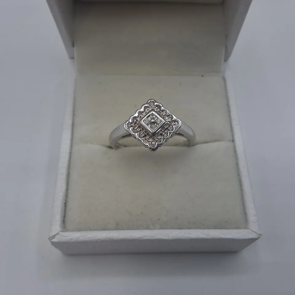 9CT WHITE GOLD DRESS RING SET WITH NATURAL DIAMONDS