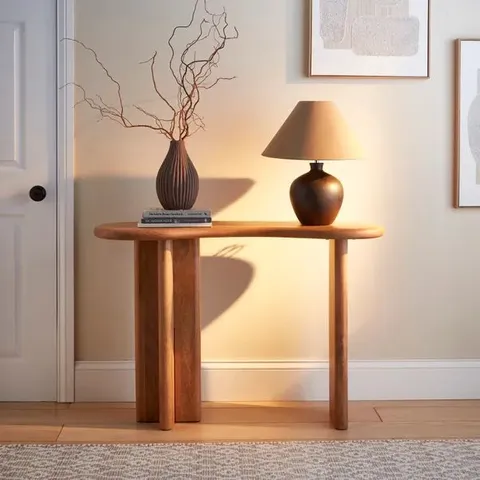 BOXED LUDO KIDNEY SHAPED CONSOLE TABLE, MANGO WOOD (1 BOX )