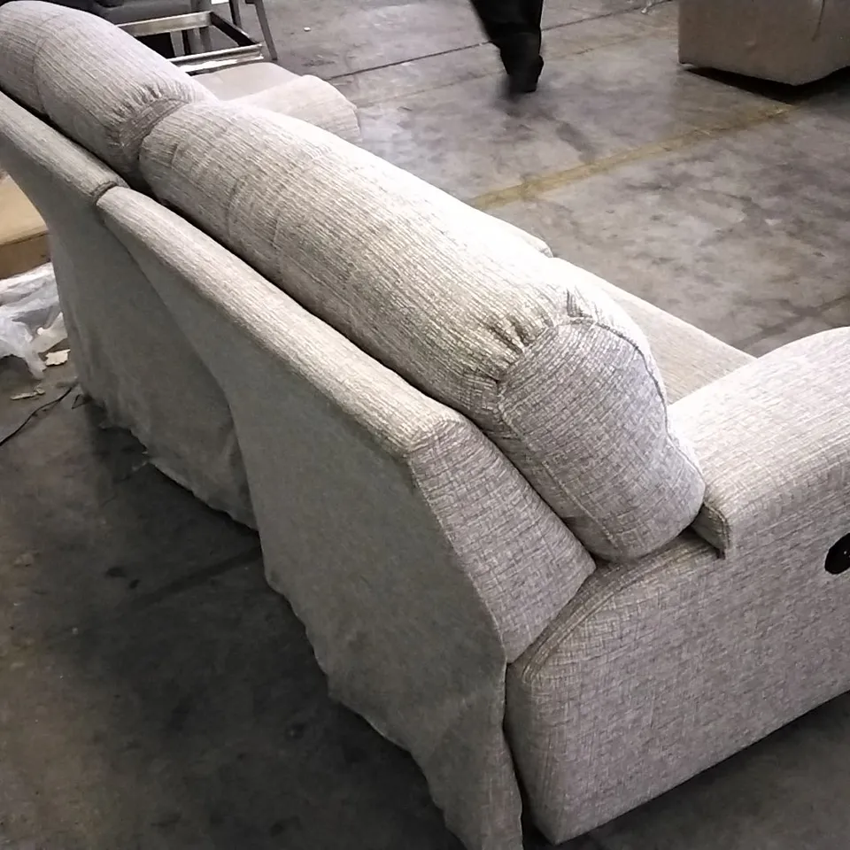 QUALITY BRITISH DESIGNED & MANUFACTURED G PLAN BEIGE/CREAM PATTERNED FABRIC ELECTRIC RECLINING 3 SEATER SOFA