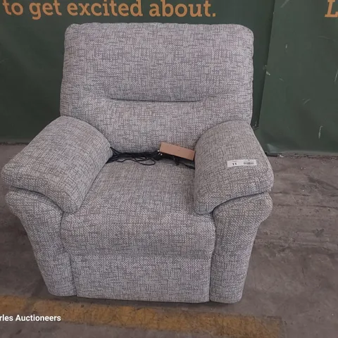 QUALITY BRITISH DESIGNER G PLAN SEATTLE POWER RECLINING EASY CHAIR REMCO LIGHT GREY FABRIC