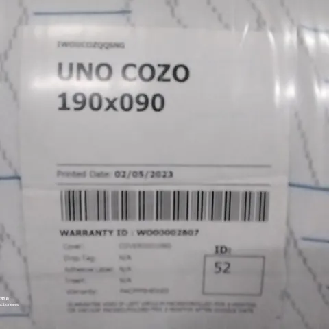 BAGGED & ROLLED UNO COZO MATTRESS 190 × 90