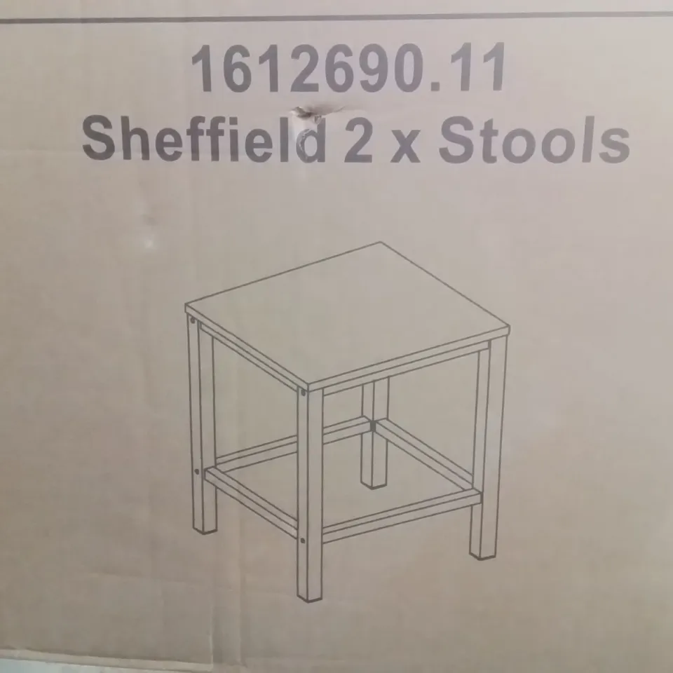 BOXED SET OF 2 VANAHEIM STEEL ACCENT STOOLS