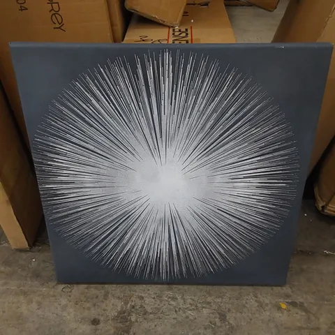 BOXED SILVER SUNBURST ON BLUE I BY ABBY YOUNG - WRAPPED CANVAS