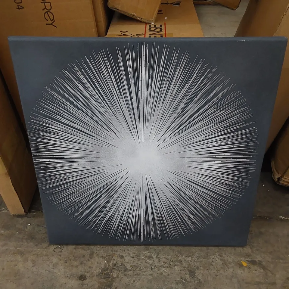 BOXED SILVER SUNBURST ON BLUE I BY ABBY YOUNG - WRAPPED CANVAS