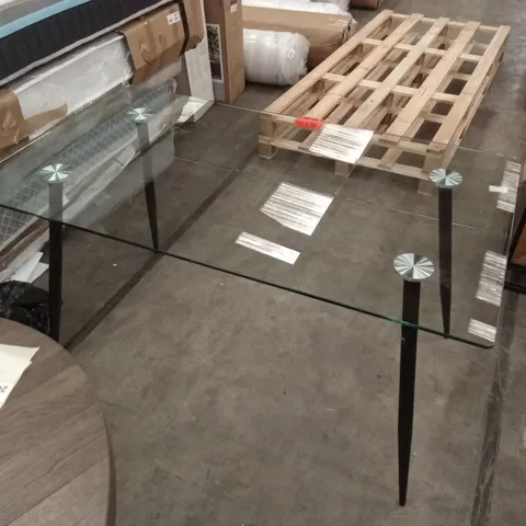 QUALITY DESIGNER RECTANGULAR GLASS DINING TABLE