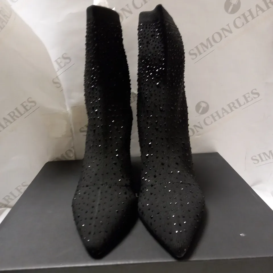 DUNE LONDON BLACK HEELED ANKLE BOOTS - SIZE 5