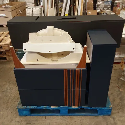 PALLET OF ASSORTED BATHROOM FURNITURE AND FURNITURE PARTS