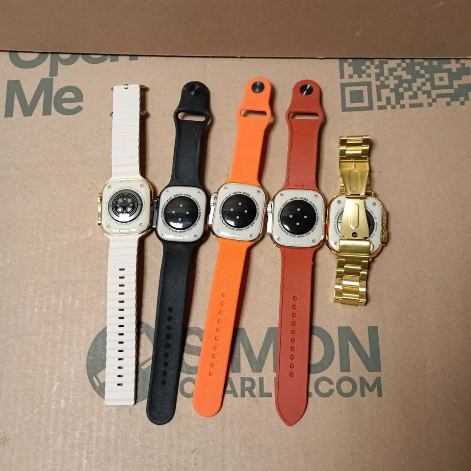  5 X SQUARE-FACED WRISTWATCHES WITH MIXED BANDS 