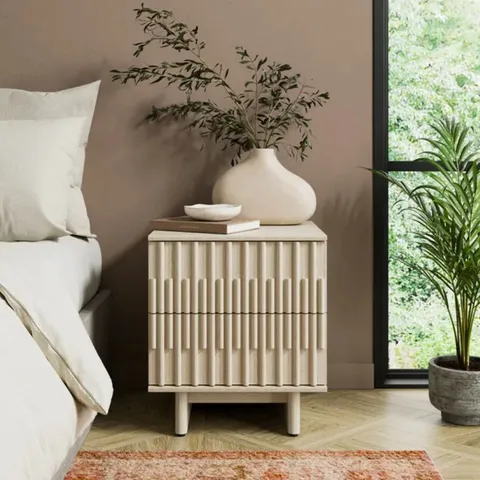 BOXED TAHLIA 2 DRAWER BEDSIDE TABLE (1 BOX)