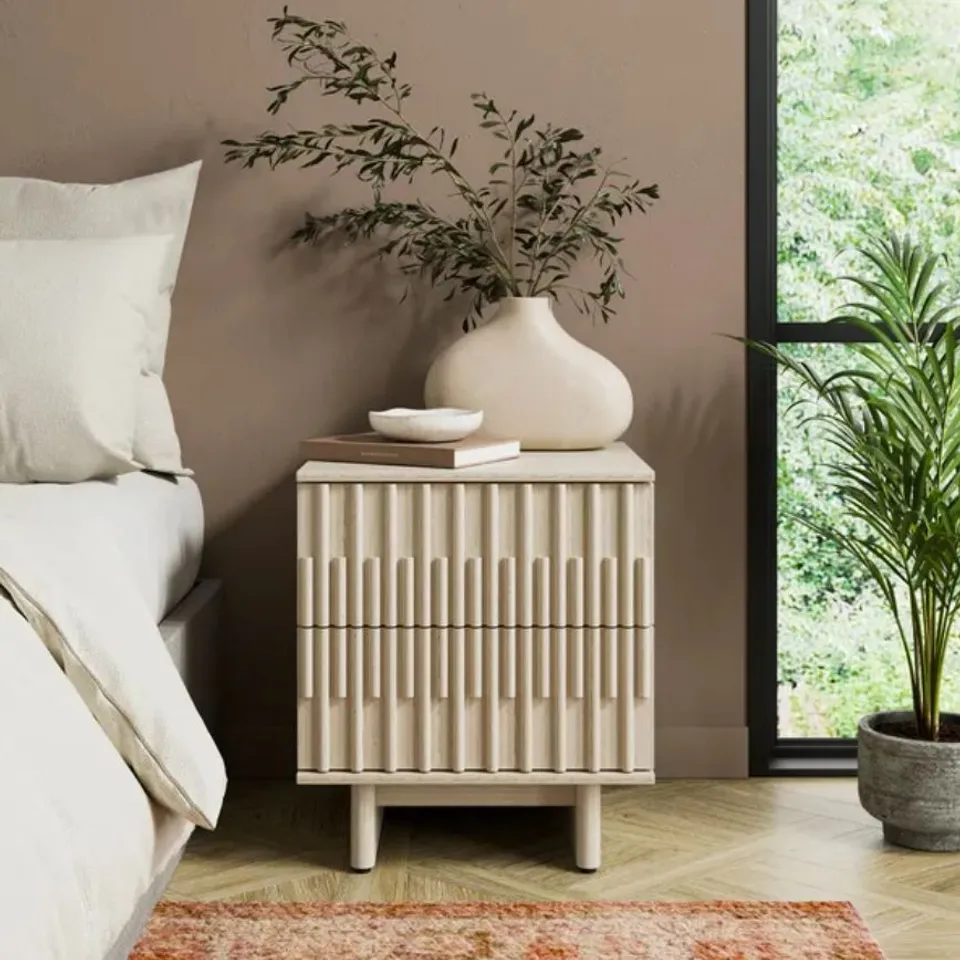 BOXED TAHLIA 2 DRAWER BEDSIDE TABLE (1 BOX)
