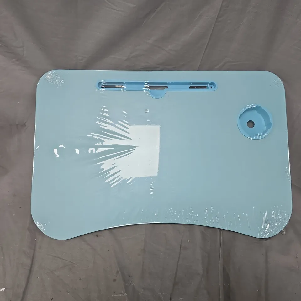 SEALED FOLD OUT DINNER TRAY IN BLUE