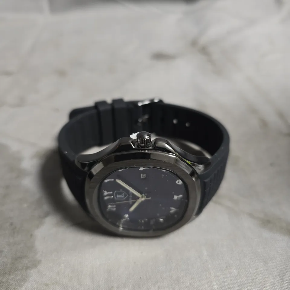 BOXED LOUIS LACOMBE WATCH – BLUE DIAL, BLACK RUBBER STRAP