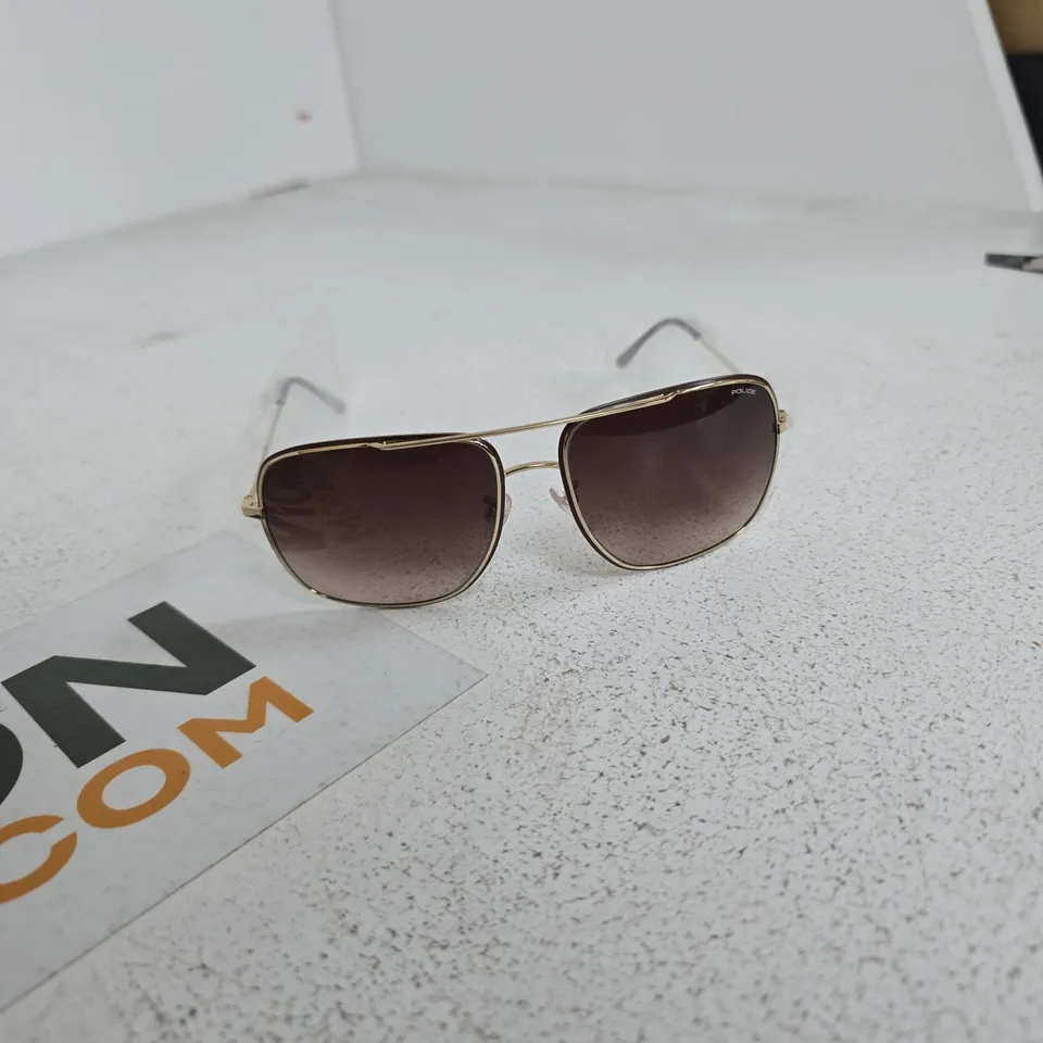 POLICE SUNGLASSES – GOLD-TONE AVIATOR FRAME WITH BROWN GRADIENT LENSES
