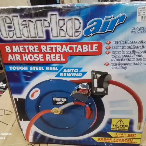 BOXED CLARKE 8M RETRACTABLE AIR HOSE REEL