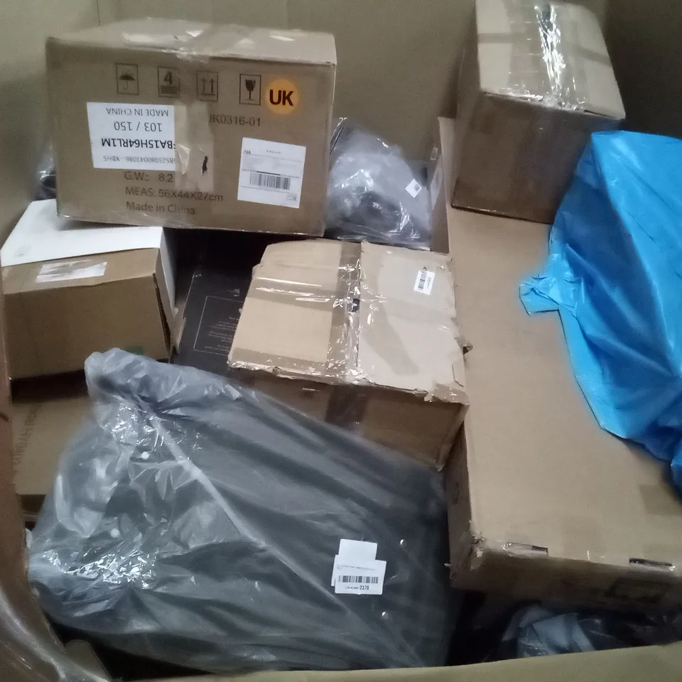 UNPROCESSED PALLET OF ASSORTED HOUSEHOLD GOODS TO INCLUDE ROLLING STOOL, TOILET SOFT RISER WITH HANDLES, AND LT720 LIQUID CPU COOLER