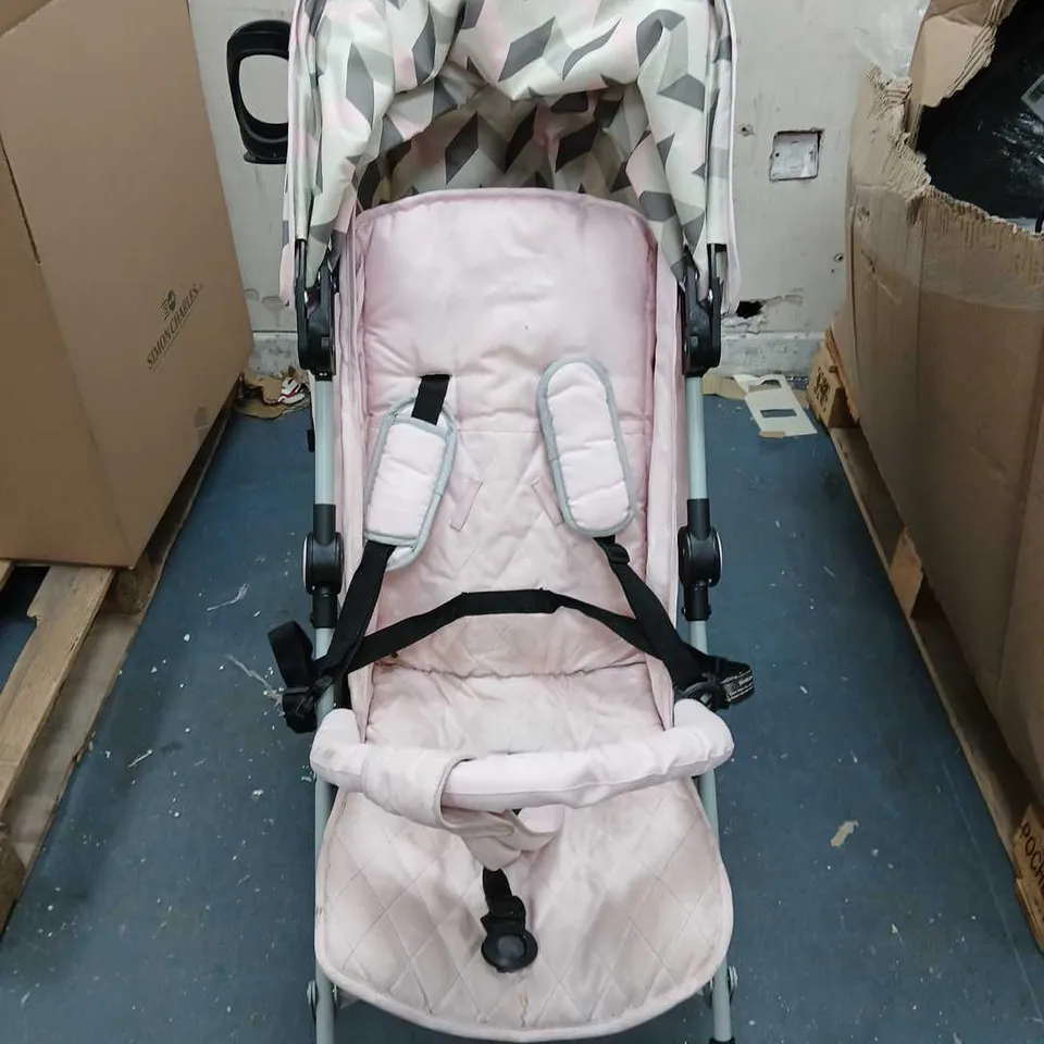 MY BABIIE MB02 STROLLER - PINK AND GREY CHEVRON // COLLECTION ONLY RRP £119.99