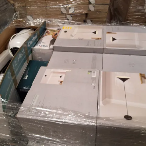 PALLET CONTAINING ASSORTED ELECTRICAL PRODUCTS INCLUDING METAL CONE LED CEILING FITTINGS, 2 SLICE TOASTER & BLADELESS FAN+HEATER 