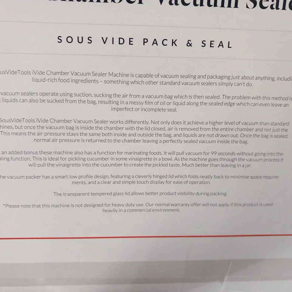 BRAND NEW BOXED SOUSVIDE IVIDE CHAMBER VACUUM SEALER SOUS VIDE PACK AND SEAL 