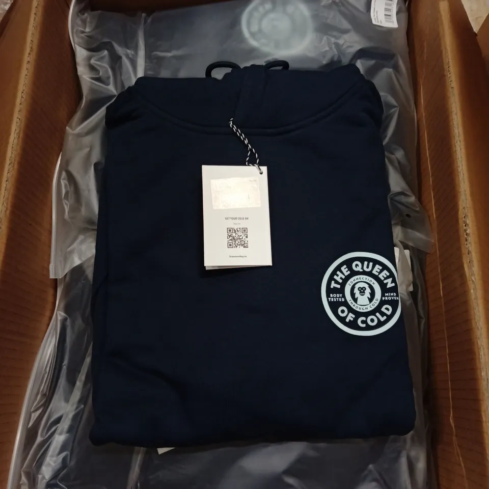 BOX OF APPROXIMATELY 11X BRAND NEW BRASS MONKEY LADIES HOODY- NAVY // SIZE: L