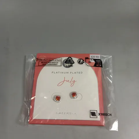 SEALED M&S PLATINUM PLATED JULY STUD EARRINGS