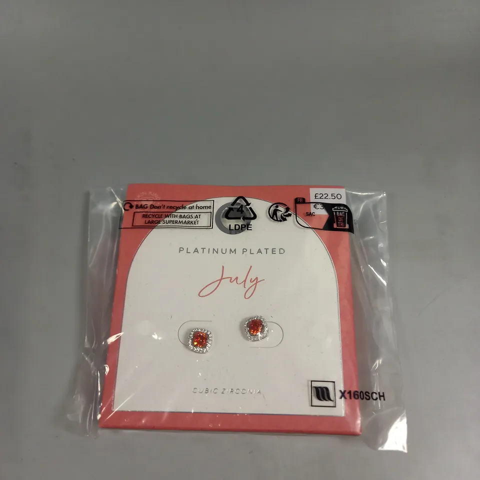 SEALED M&S PLATINUM PLATED JULY STUD EARRINGS 