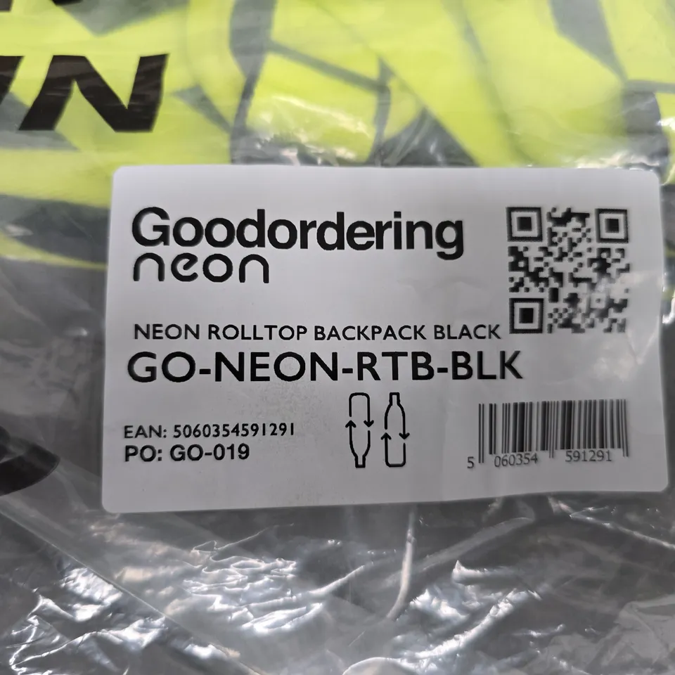Goodordering Neon Rolltop Backpack – Black (GO-NEON-RTB-BLK)