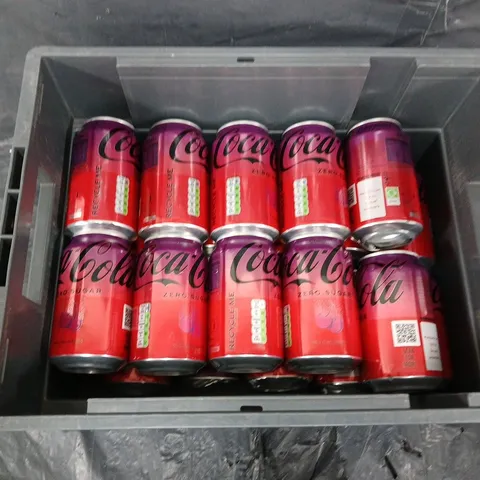 TOTE OF APPROXIMATELY 18 CANS OF COCOCOLA ZERO CHERRY - COLLECTION ONLY 